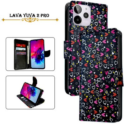 Cutemart Flip Cover for Lava Yuva 2 Pro(Black, Pack of: 1)