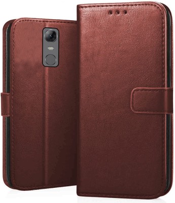 Luxury Counter Flip Cover for Lenovo K5 Note(Brown, Shock Proof, Pack of: 1)