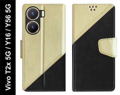 SBMS Flip Cover for Vivo Y16 / Vivo T2x 5G / Vivo Y56 5G Back Cover Case(Black, Shock Proof, Pack of: 1)