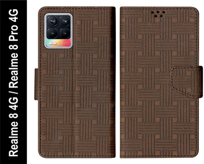 SBMS Flip Cover for Realme 8 4G / Realme 8 Pro 4G Back Cover Case with Magnatic Closure(Brown, Shock Proof, Pack of: 1)