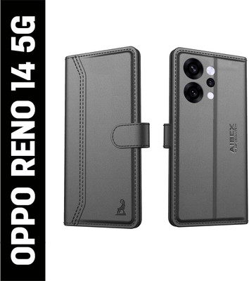 AIBEX Flip Cover for Oppo Reno 14 5G|Premium Leather Finish | Magnetic Closure | Kickstand Feature| Shockproof(Black, Magnetic Case, Pack of: 1)