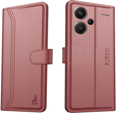 AIBEX Flip Cover for Redmi Note 13 Pro Plus 5G|Premium Leather Finish | Magnetic Closure | Kickstand Feature(Brown, Magnetic Case, Pack of: 1)
