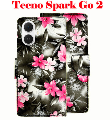 Realgo Flip Cover for Tecno Spark Go 2(Black, Pack of: 1)