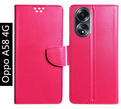 Toklot Flip Cover for Oppo A58 4G(Pink, Pack of: 1)