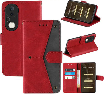 Aaghosh Flip Cover for Vivo T4 Ultra 5G(Red, Shock Proof, Pack of: 1)
