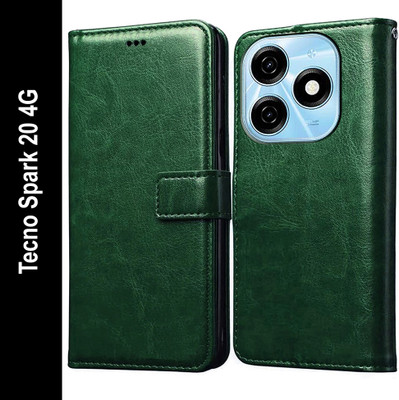 Flipkart SmartBuy Flip Cover for Tecno Spark 20 4G(Green, Pack of: 1)