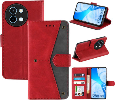 Autofocus Flip Cover for Vivo Y58 5G(Red, Camera Bump Protector, Pack of: 1)