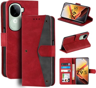 Unistuff Flip Cover for iQOO Z9s 5G(Red, Camera Bump Protector, Pack of: 1)