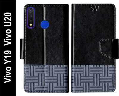 PUFFCASE Flip Cover for Vivo Y19 / Vivo U20 Back Cover Case with Magnatic Closure(Black, Shock Proof, Pack of: 1)