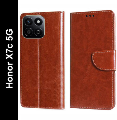 Turncoat Flip Cover for Honor X7c 5G(Brown, Grip Case, Pack of: 1)