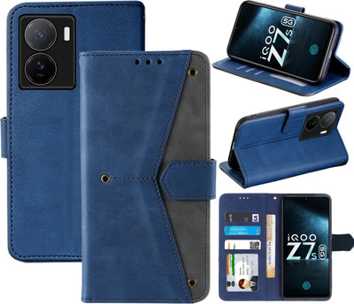 Autofocus Flip Cover for iQOO Z7s 5G(Blue, Camera Bump Protector, Pack of: 1)