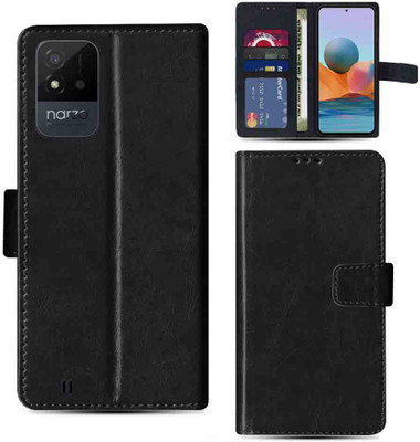 Kalua Mall Flip Cover for Realme Narzo 50i pouch cover | Realme RMX3231 pouch cover | Black(Black, Magnetic Case, Pack of: 1)