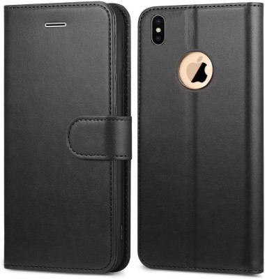 Casesily Flip Cover for iPhone X Leather Wallet Case(Black, Cases with Holder, Pack of: 1)