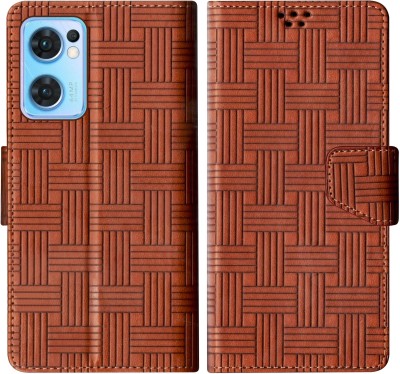SScase Flip Cover for OPPO Reno 7 5G(Brown, Shock Proof, Pack of: 1)