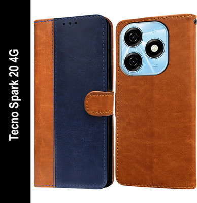 Casotec Flip Cover for Tecno Spark 20 4G(Blue, Pack of: 1)