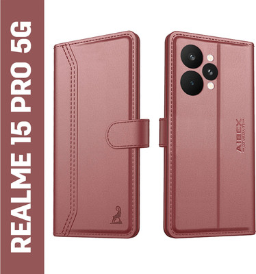AIBEX Flip Cover for Realme 15 5G / Realme 15 Pro 5G | Premium Leather Finish | Magnetic Closure(Brown, Magnetic Case, Pack of: 1)