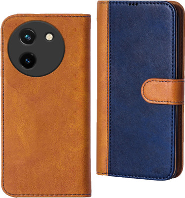 Knotyy Flip Cover for Vivo T3x 5G(Blue, Brown, Dual Protection, Pack of: 1)