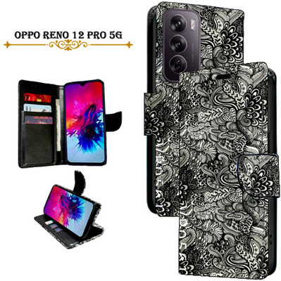 Vacko Flip Cover for Oppo Reno 12 Pro 5G(Black, Pack of: 1)