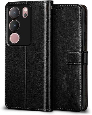 Surestuff Flip Cover for Vivo V29 / V29 Pro 5G Flip Cover | Leather Finish | Inside Pockets(Black, Dual Protection, Pack of: 1)