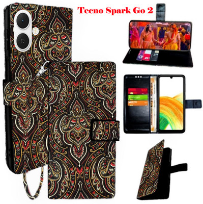 Realgo Flip Cover for Tecno Spark Go 2(Brown, Pack of: 1)