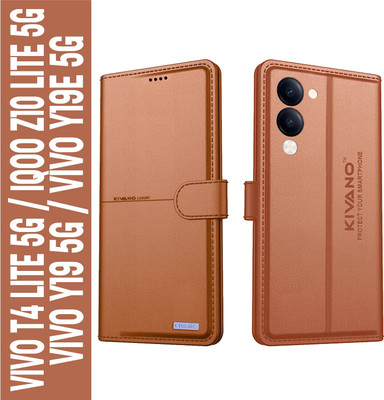 KIVANO Flip Cover for Vivo T4 Lite 5G / iQOO Z10 Lite 5G / Vivo Y19 5G / Vivo Y19e|Premium Leather Wallet Case(Brown, Magnetic Case, Pack of: 1)