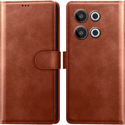 Roxel Flip Cover for Lava Blaze 3 5G |Vegan PU Leather |Foldable Stand & Pocket |Magnetic Closure(Brown, Dual Protection, Pack of: 1)