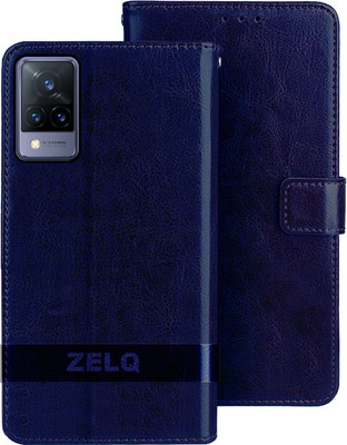 Zelq Flip Cover for ViVO V21 5G(Blue, Dual Protection, Pack of: 1)
