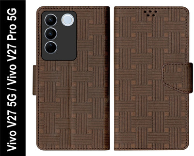 SBMS Flip Cover for Vivo V27 5G / Vivo V27 Pro 5G(Brown, Shock Proof, Pack of: 1)