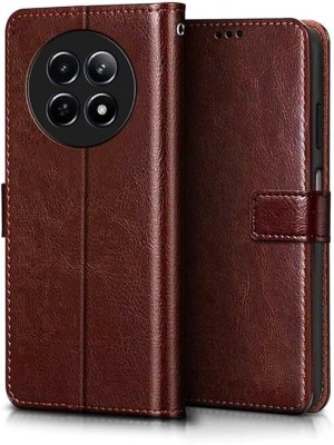THE JUMP START STORE Flip Cover for Realme 12X (5G) Vegan Leather Protective Shockproof Bumper Flip Wallet Diary Cover Case(Brown, Shock Proof, Pack of: 1)