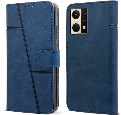 spaziogold Flip Cover for Oppo F21 Pro 4G(Premium Leather Material | 360-Degree Protection | Card Slots and Wallet)(Blue, Dual Protection, Pack of: 1)