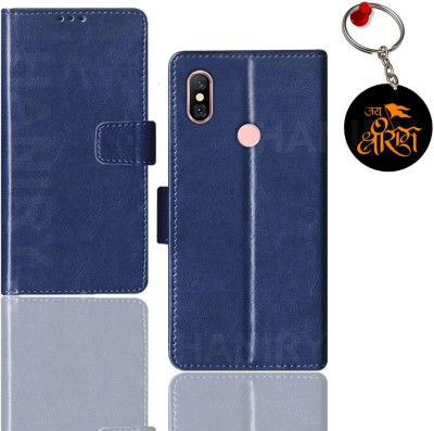 HANIRY Flip Cover for Redmi Note 6 Pro flip case | M1806E7TG flip cover | Free Jai Shree Ram Keychain | Blue(Blue, Magnetic Case, Pack of: 1)