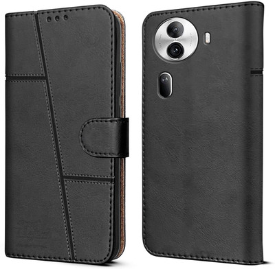 spaziogold Flip Cover for Oppo Reno 11 Pro 5G(Premium Leather Material | Built-in Stand | Card Slots and Wallet)(Black, Dual Protection, Pack of: 1)