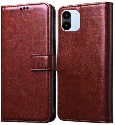 Flocculent Flip Cover for Mi A1, Redmi A1 2022, Redmi A2 2023(Brown, Shock Proof, Pack of: 1)