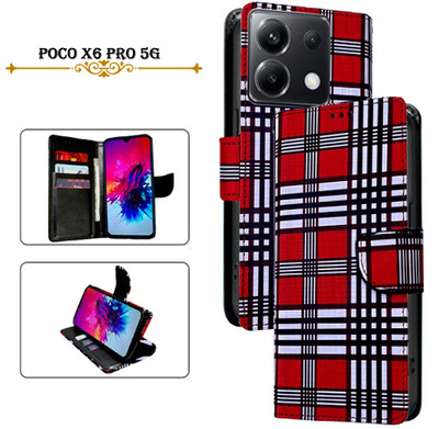 PARGO Flip Cover for Poco X6 Pro 5G(Red, Pack of: 1)