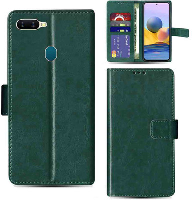 Kalua Mall Flip Cover for Oppo A7 mobile flip cover | Oppo CPH1901 mobile flip cover | Green(Green, Magnetic Case, Pack of: 1)