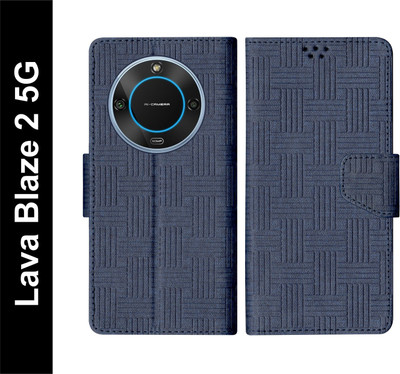 SBMS Flip Cover for Lava Blaze 2 5G Back Cover Case with Magnatic Closure(Blue, Shock Proof, Pack of: 1)