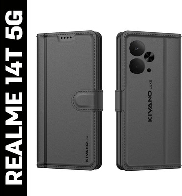 KIVANO LUXE Flip Cover for Realme 14T 5G(Black, Magnetic Case, Pack of: 1)