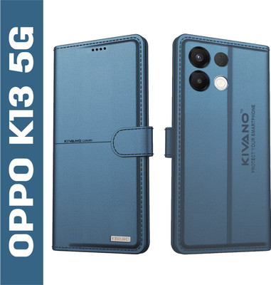 KIVANO Flip Cover for Oppo K13 5G|Premium Leather Wallet Case|Magnetic Closure|Stand Function|Card Slots(Blue, Magnetic Case, Pack of: 1)