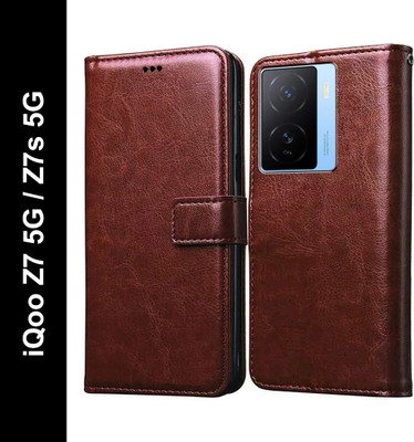 Casotec Flip Cover for iQOO Z7s 5G, iQOO Z7 5G(Brown, Pack of: 1)