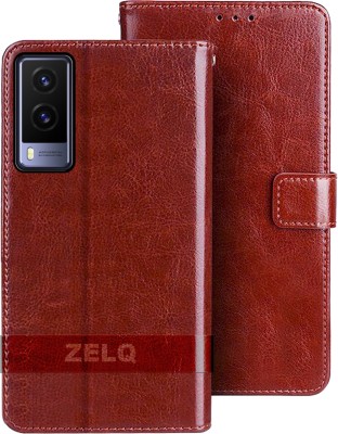 Zelq Flip Cover for VIVO V21E 5G(Brown, Dual Protection, Pack of: 1)