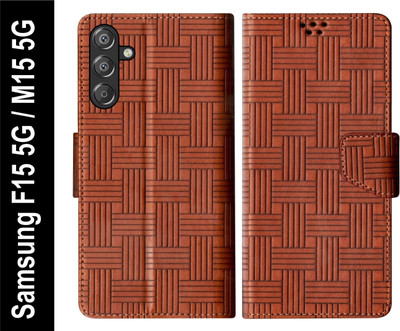 SBMS Flip Cover for Samsung Galaxy F15 5G / Samsung Galaxy M15 5G Back Cover Case(Brown, Shock Proof, Pack of: 1)