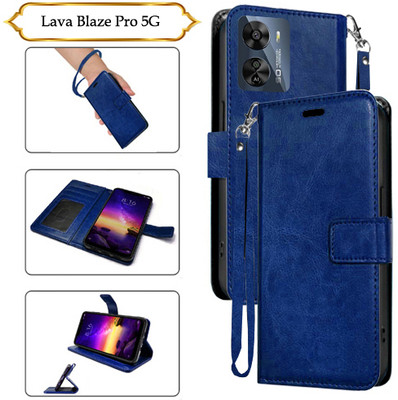 PARGO Flip Cover for Lava Blaze Pro 5G(Blue, Pack of: 1)