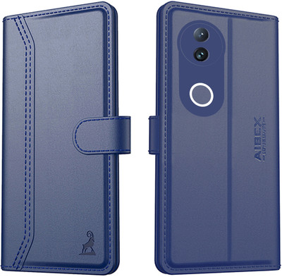 AIBEX Flip Cover for Vivo T4R 5G / iQOO Z10R 5G / Vivo V50E 5G / Vivo V50 5G |Premium Leather Finish|Shockproof(Blue, Magnetic Case, Pack of: 1)
