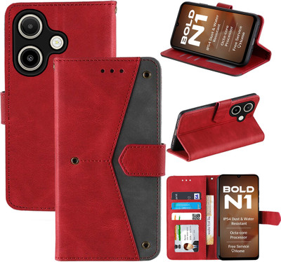 Autofocus Flip Cover for Lava Bold N1(Red, Camera Bump Protector, Pack of: 1)
