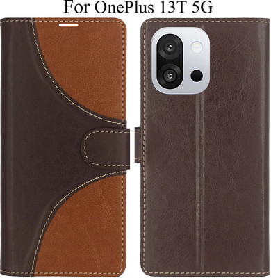 MAXSHOPY Flip Cover for OnePlus 13T 5G(Brown, Magnetic Case)
