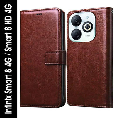 Casotec Flip Cover for Infinix Smart 8 4G / Smart 8 HD 4G(Brown, Pack of: 1)