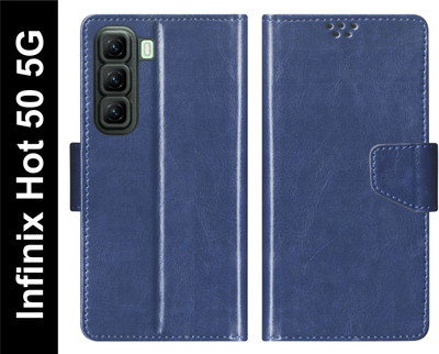 SBMS Flip Cover for Infinix Hot 50 5G Back Cover Case with Magnatic Closure(Blue, Shock Proof, Pack of: 1)