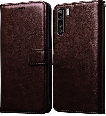 Casotec Flip Cover for Oppo F15, Oppo A91(Brown, Pack of: 1)