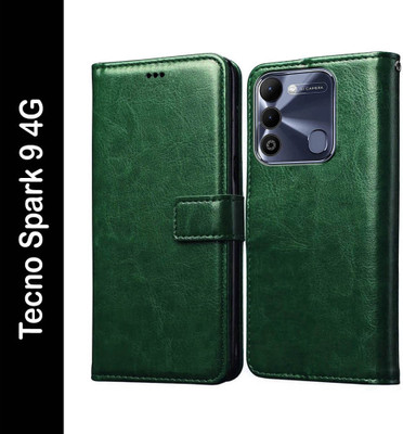 Casotec Flip Cover for Tecno Spark 9 4G(Green, Pack of: 1)