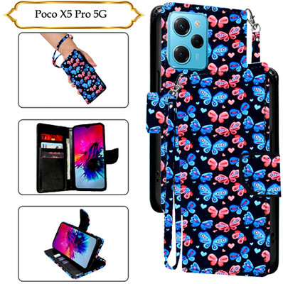 SALGO Flip Cover for Poco X5 Pro 5G(Black, Pack of: 1)